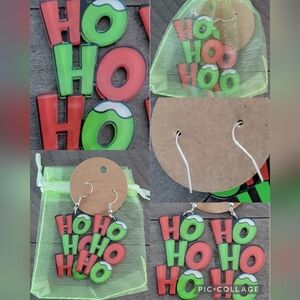 Acrylic HoHoHo Christmas Earrings